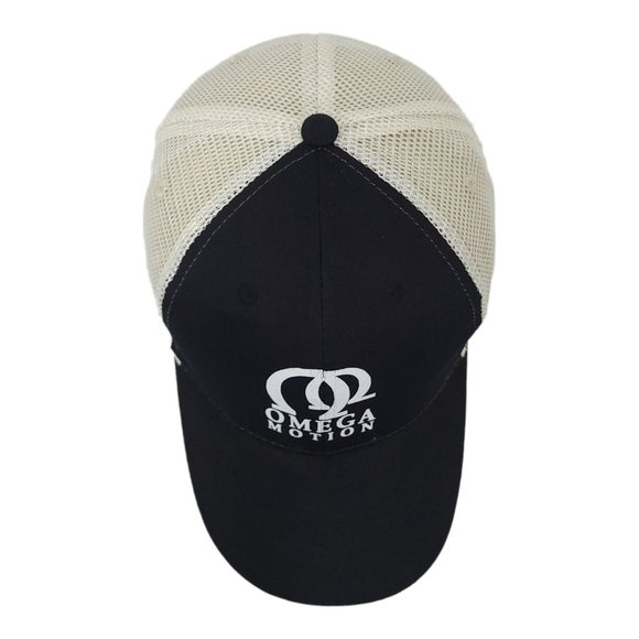 Omega Motion Mesh Strapback Cap Trucker Hat Vitronic Black White - Picture 10 of 12